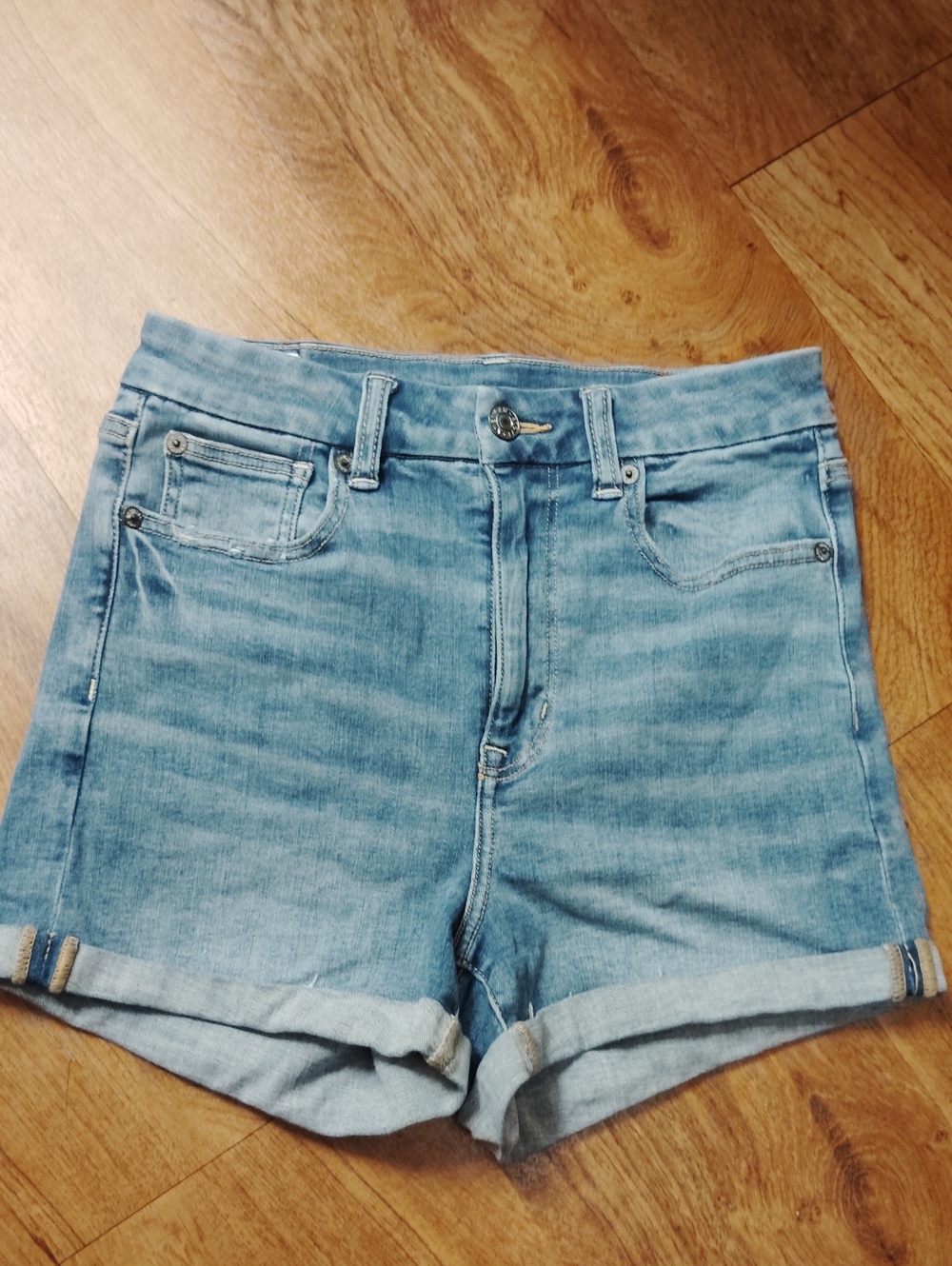 American Eagle Outfitters Light Blue Rolled-Hem Denim Shorts